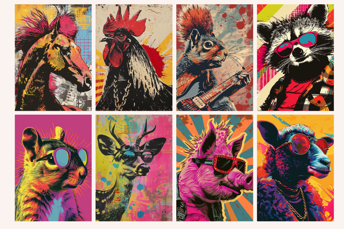 Pop Art Punk Farm Animals, a Background Graphic by PrintHaven Designs (Photo 6 of 8)