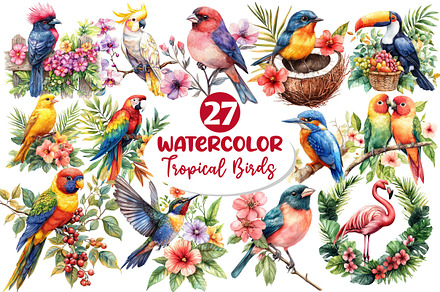 Tropical Birds Garden Clipart, an Icon by Dream Creation