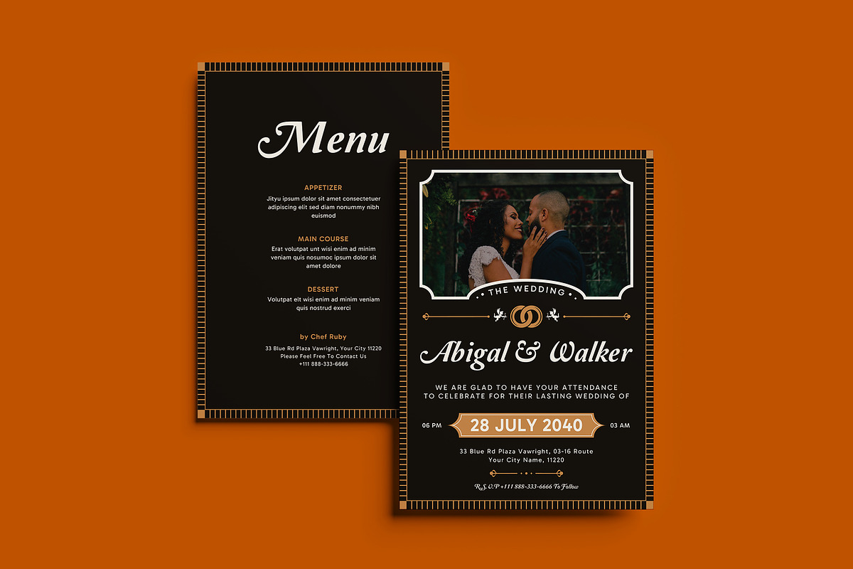 Browny Line Art Wedding Invitation, an Invitation Template by iDoodle Studio (Photo 1 of 4)