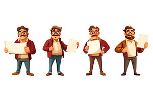 Cartoon man hold sign. Homebody, a Person Illustration by Stock-Smart-Start