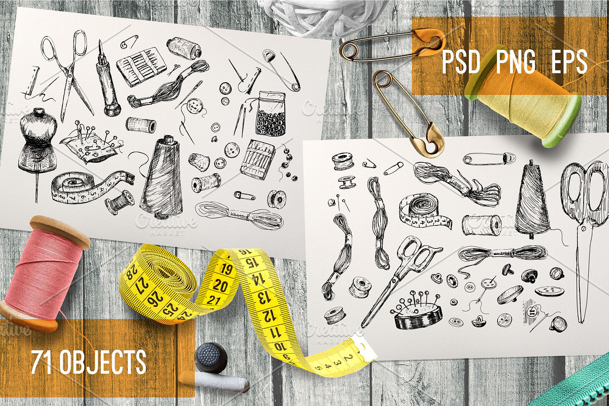 Sewing tools and accessories, a Decorative Illustration by Alena Kaz (Photo 2 of 4)