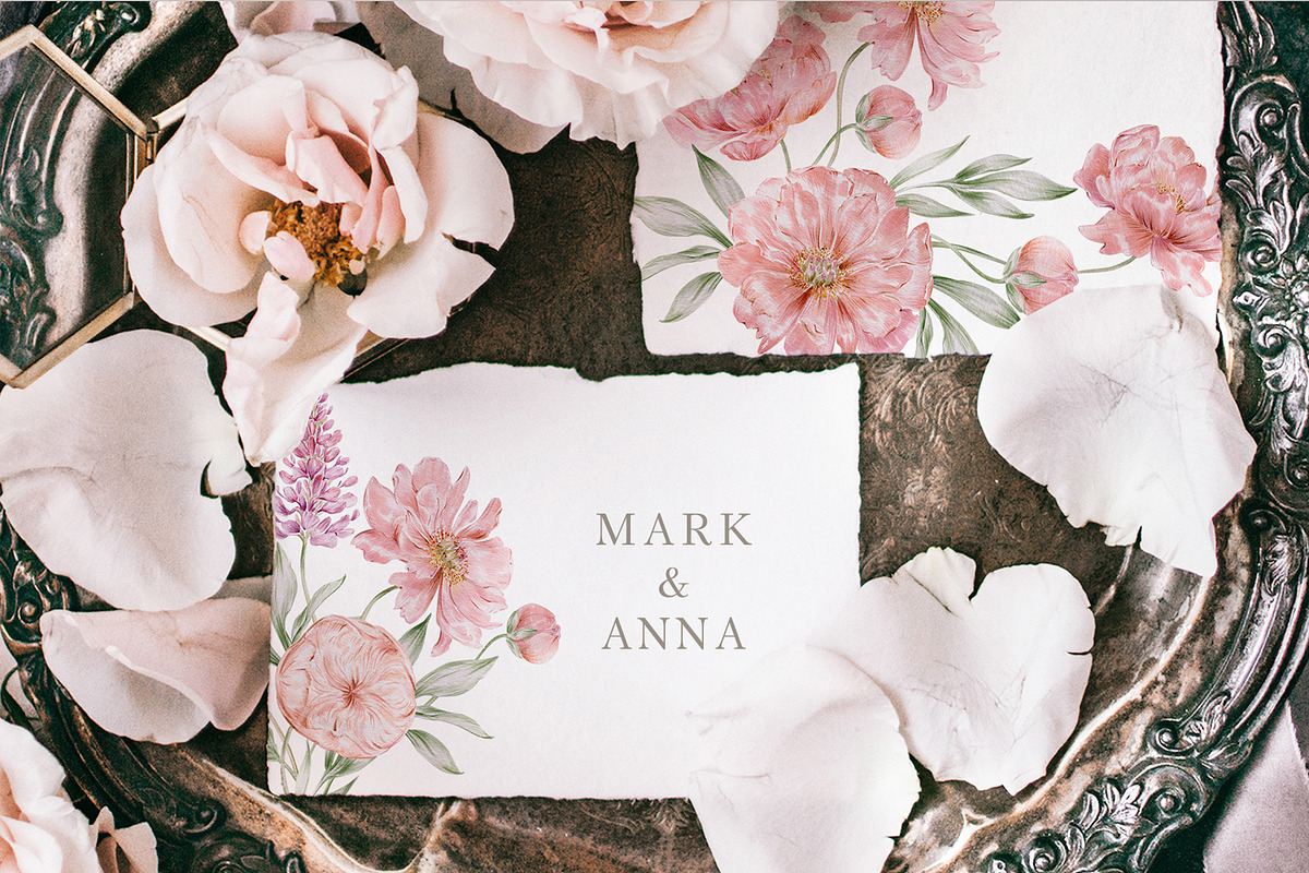 Peach peonies, roses, garden flowers, an Illustration by astelenadesign (Photo 2 of 16)