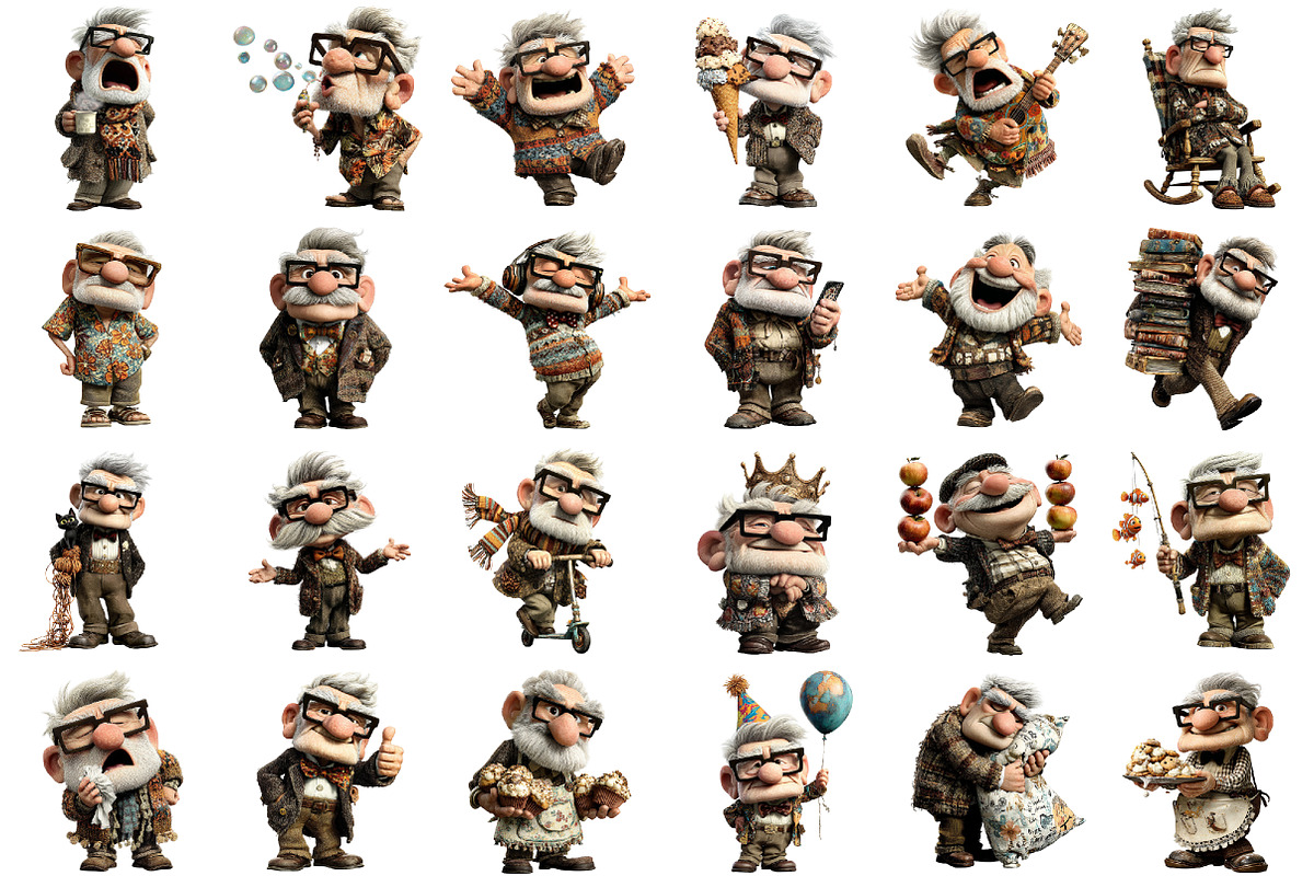Whimsical Funny Grandpa Clipart, an Illustration by designcity5 (Photo 2 of 5)