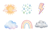 Watercolor Weather Clipart, a Seasonal Illustration by BerryPieArt (Thumbnail 2 of 4)