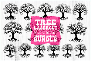 Laser Cut Tree Silhouettes Bundle, a Graphic by hafijul