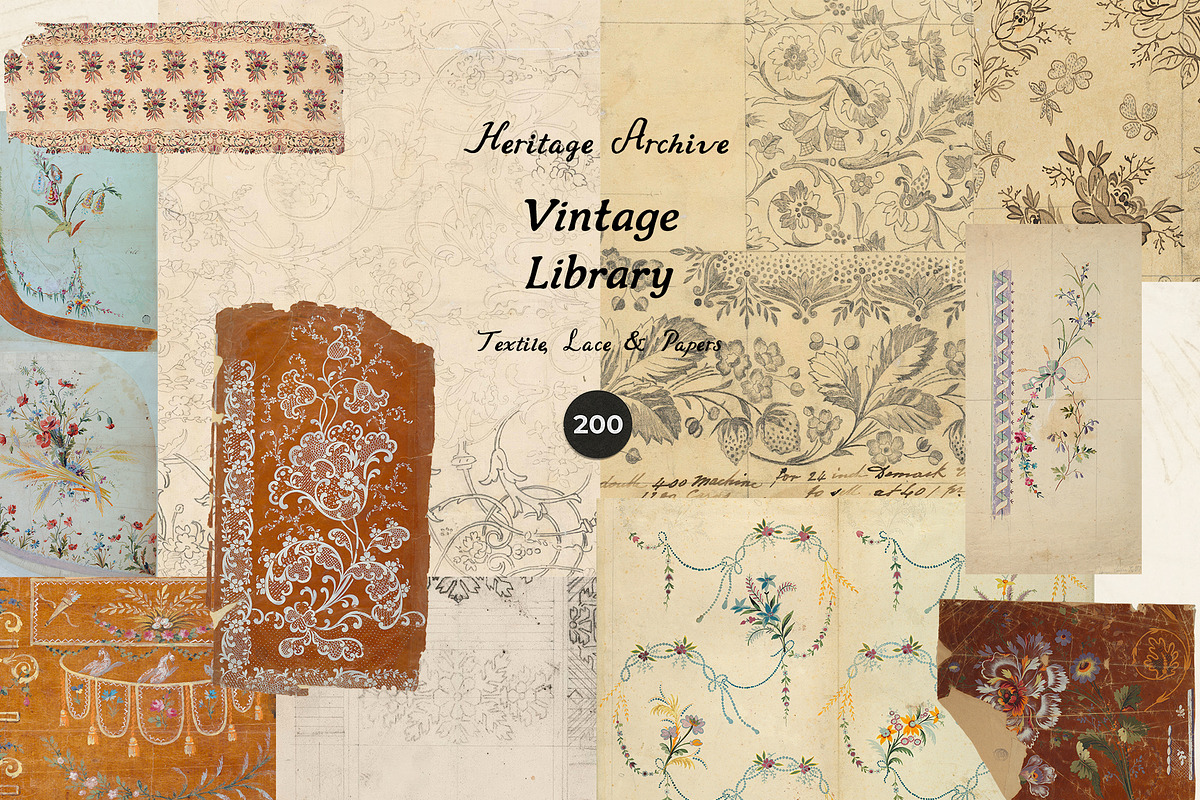 VINTAGE LIBRARY Textile, Lace, Paper, an Object Graphic by Lana Elanor (Photo 12 of 14)