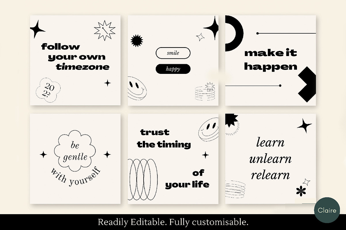Positive Quotes Social Media Kit, a Social Media Template by Clairee Design Studio (Photo 2 of 7)