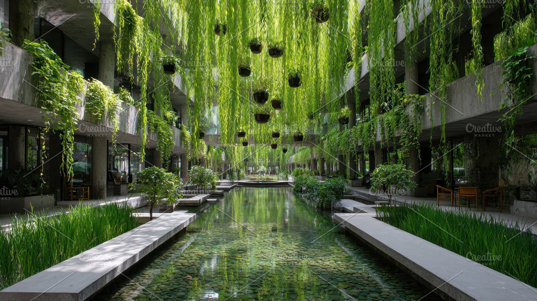 Plants over water feature, a Photo by Beautiful things
