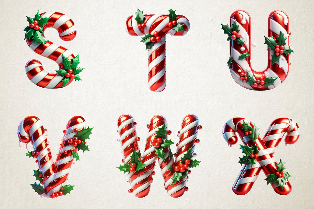 Candy Cane Christmas Alphabet, an Illustration by RobertsArt (Photo 3 of 7)