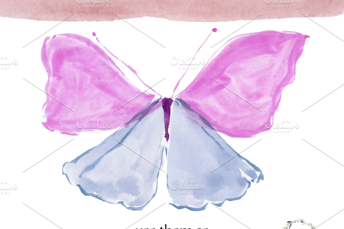 Hand Painted Butterflies PNG Graphic, a Decorative Illustration by Essem Creatives (Photo 2 of 7)