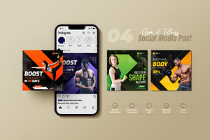 Gym social media post template, a Social Media Template by zahidhossainalif
