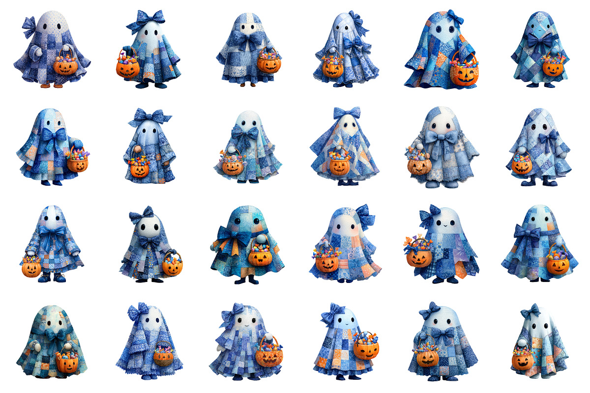 Halloween Blue Denim Ghost PNG, an Illustration by SinaCreation (Photo 2 of 7)