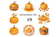 Autumn Pumpkin Clipart Set, a Decorative Illustration by Pati Charm Studio (Thumbnail 3 of 8)