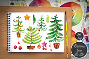 Christmas trees and decorations, a Decorative Illustration by Olesya Morokhovets (Thumbnail 1 of 4)