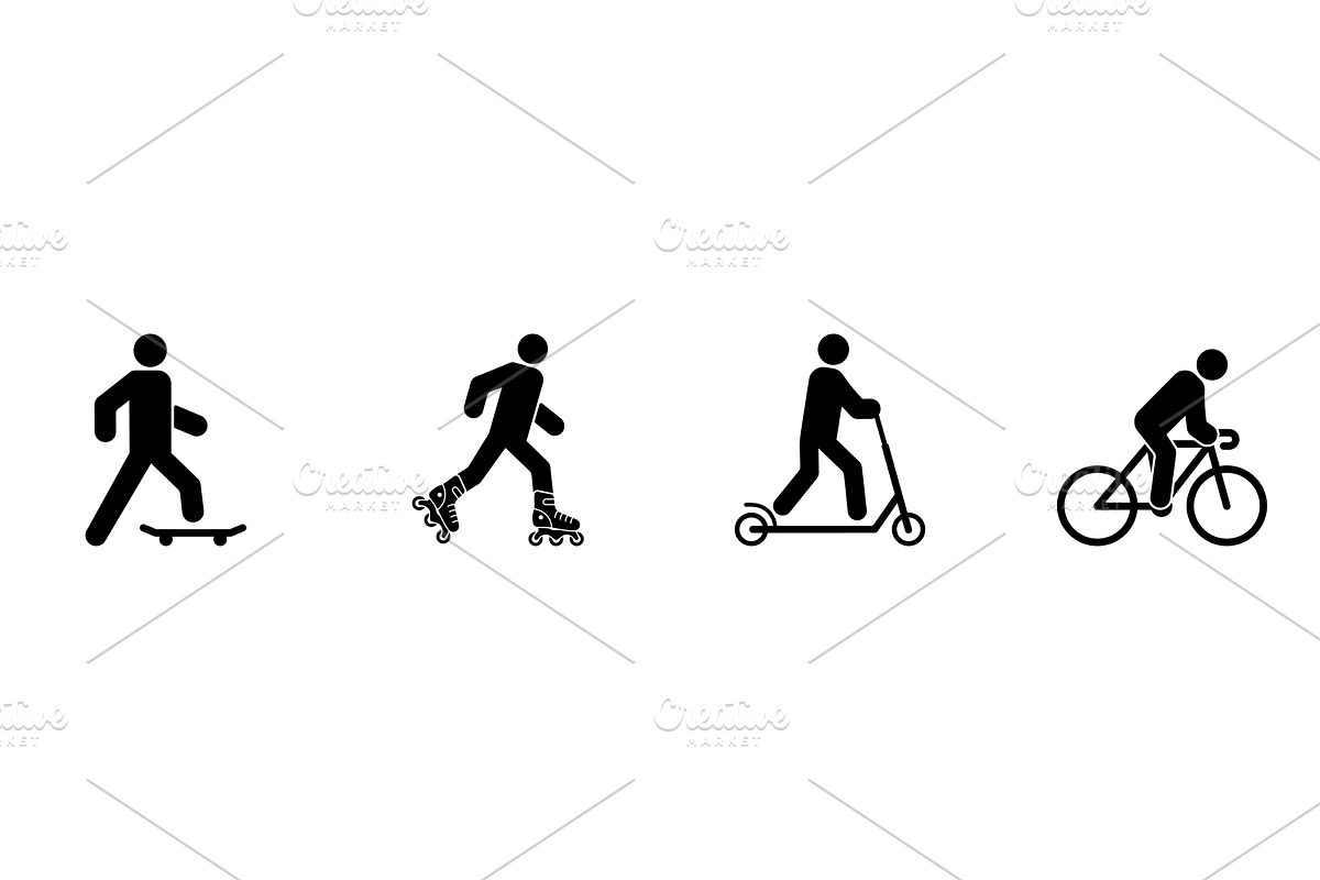 Man on Skate Board Kick Scooter Bike, an Object Illustration by Vector Creator