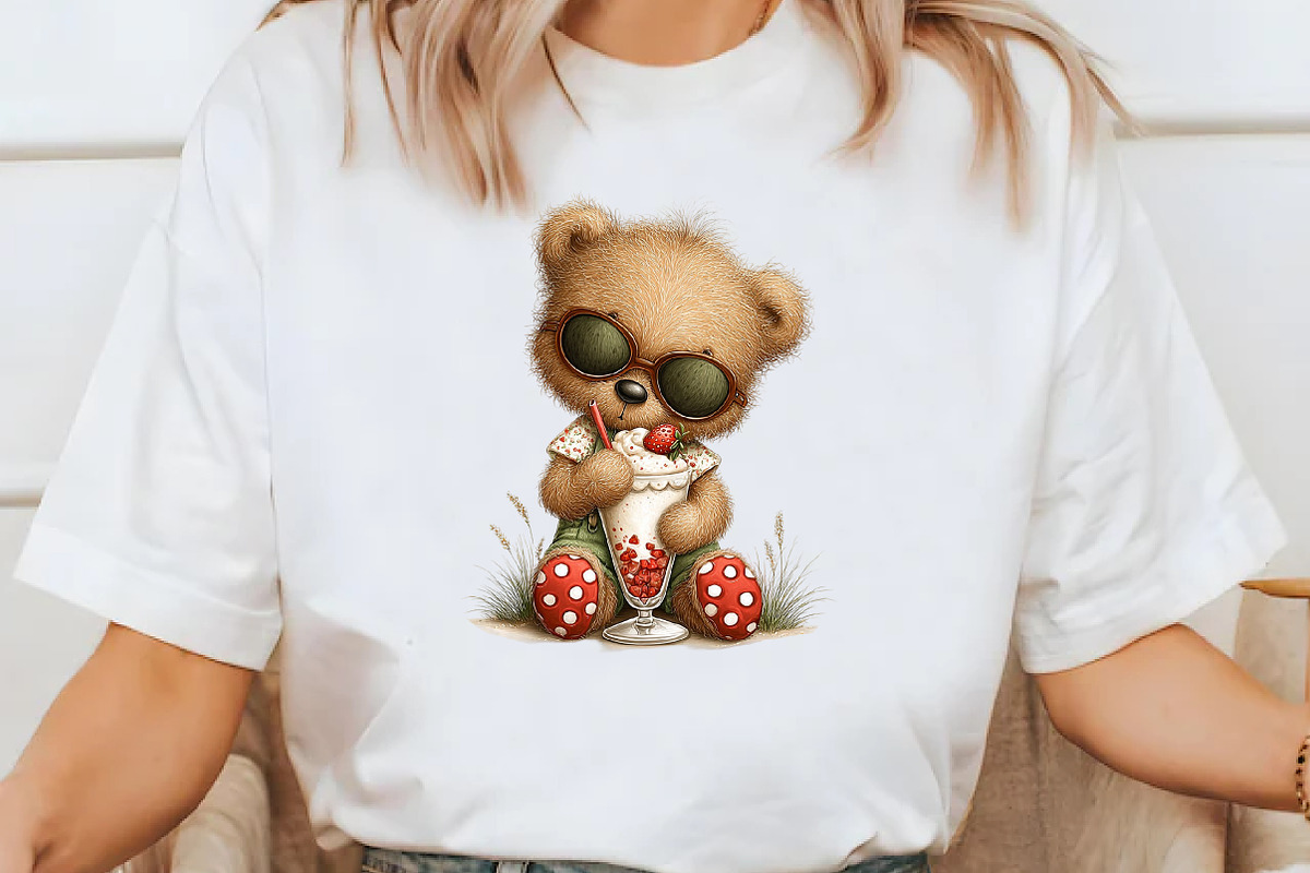 Summer Ice Cream Teddy Bear Clipart, a Seasonal Illustration by Designworld (Photo 7 of 10)
