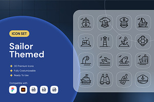 Sailor Themed Icon, an Outline Icon by Nathaya Studio