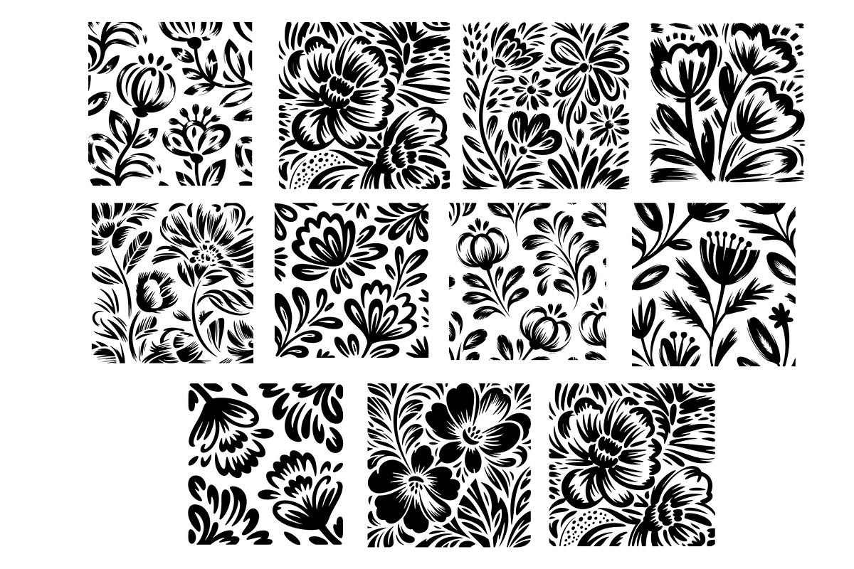 DOODLE FLORAL PATTERNS 20 SVG, a Pattern Graphic by SketchArtStudio (Photo 3 of 3)