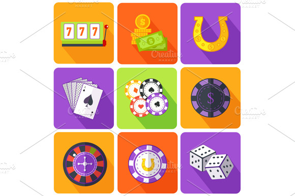 Icons Gambling Games Flat Style