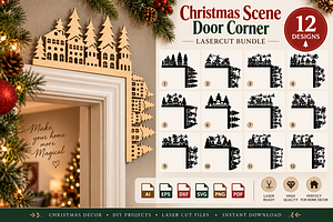 Christmas Scene Door Corner Lasercut