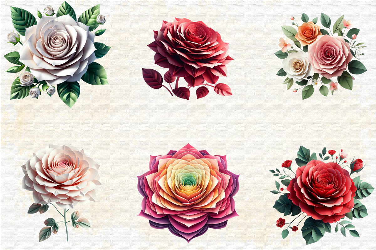 Garden Rose Paper Flower Sublimatio, an Illustration by SVGArt (Photo 2 of 7)