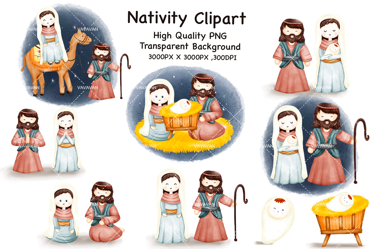 Christmas Nativity Scene Clipart, a Person Illustration by Vavavan Artwork (Photo 2 of 5)