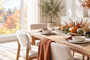 Autumn Thanksgiving dining room with