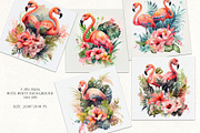 Watercolor Tropical Flamingos, an Animal Illustration by Vasmila (Thumbnail 3 of 9)