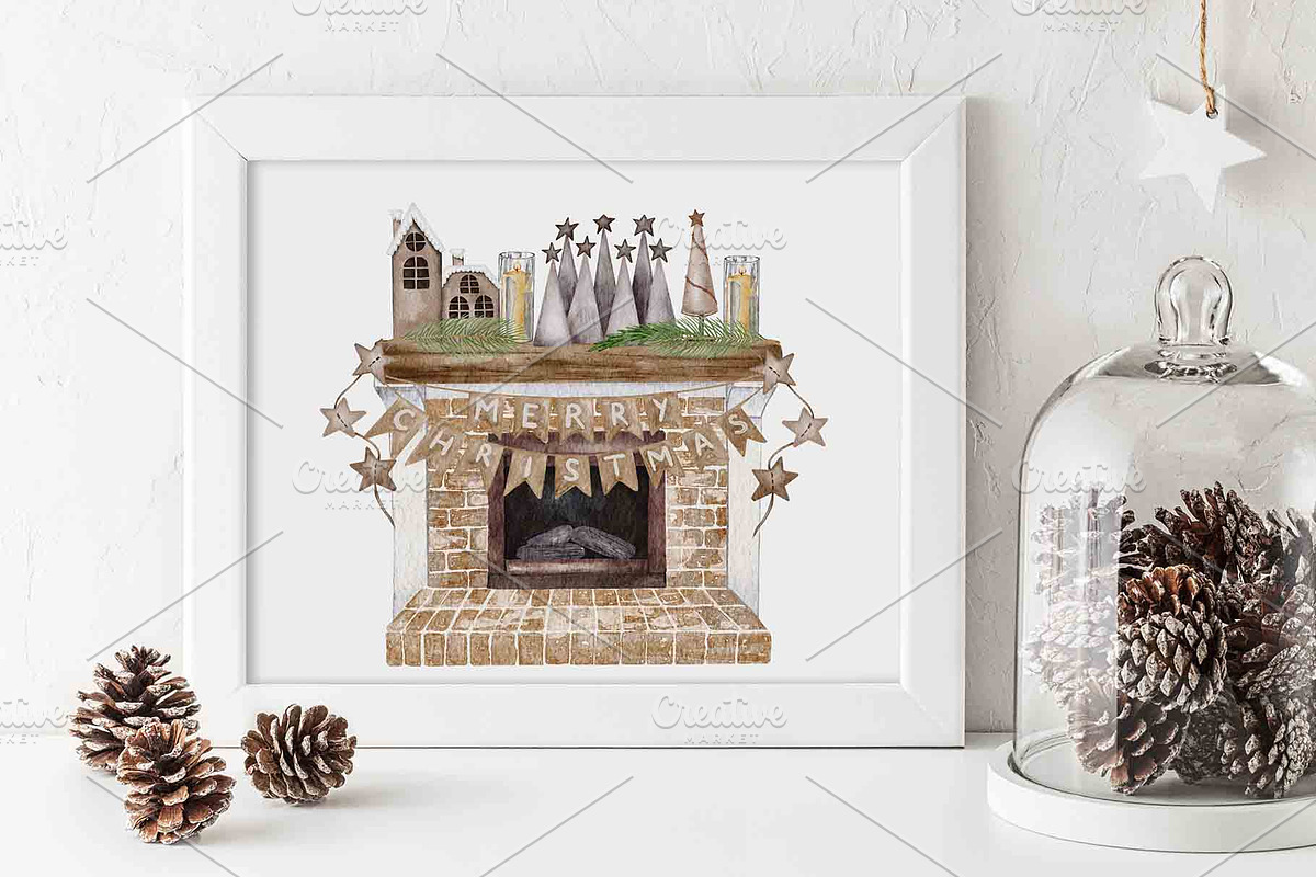 Farmhouse Christmas Watercolor Set, a Seasonal Illustration by BarvArt (Photo 19 of 28)