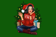 Christmas Pin-up girl, a Decorative Illustration by Ira Cvetnaya (Thumbnail 2 of 6)