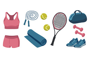 Tennis equipment and fitness, a Sport Illustration by Woters little shop
