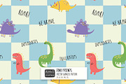 Cute Dinosaur Seamless Pattern, a Pattern Graphic by Irina Ostapenko (Thumbnail 1 of 4)