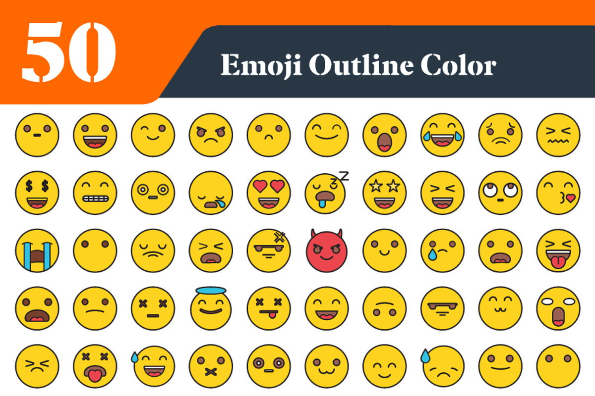 Emoji Outline Color Icons Bundle, an Emoji Icon by EllaMaiyaali (Photo 2 of 3)