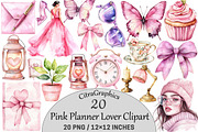Pink Planner Lover Clipart, a Seasonal Illustration by CitraGraphics (Thumbnail 1 of 6)