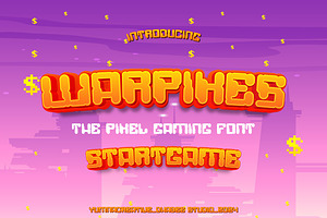 Warpixes - Pixel Gaming Font, a Font by Dhabee