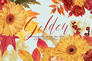Golden | Watercolor Autumn set, a Decorative Illustration by Tanya Vollar
