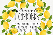 Watercolor Lemons Set, a Food Illustration by Helga Wigandt (Thumbnail 1 of 9)