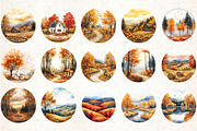 Watercolor Autumn Landscapes Clipart, an Illustration by Libby Wishes (Thumbnail 2 of 7)