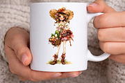 Whimsical Easter Western Girl Clipar, an Illustration by Canvas Craft (Thumbnail 6 of 7)