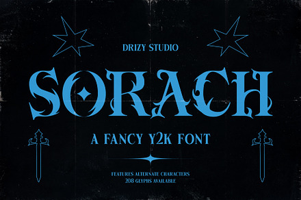 Sorach - Fancy Y2K Font, a Serif Font by Drizy