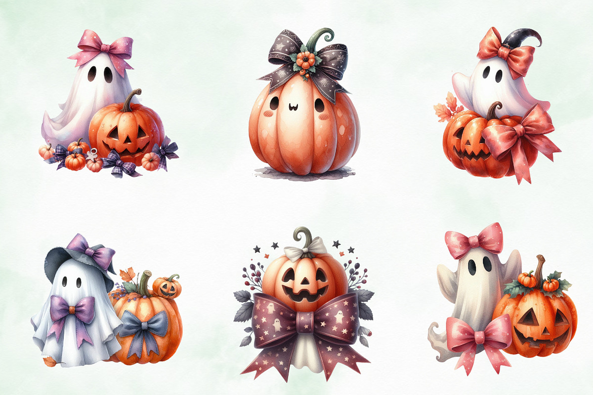 Halloween Ghost Pumpkin Coquette Bow, an Illustration by Creative Art (Photo 3 of 5)