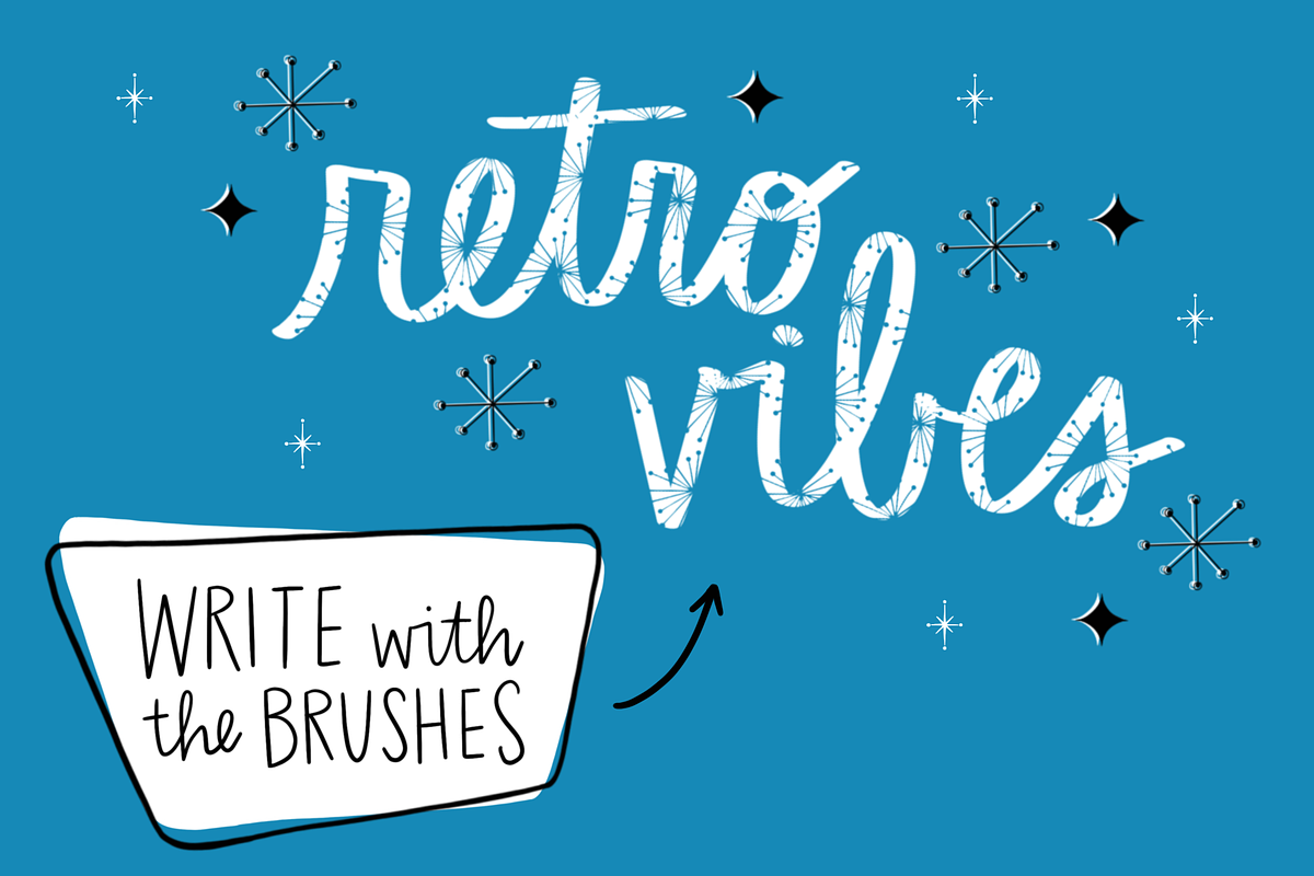 Procreate Stamp Retro Set, a Brush Add-On by Positively Present (Photo 5 of 8)