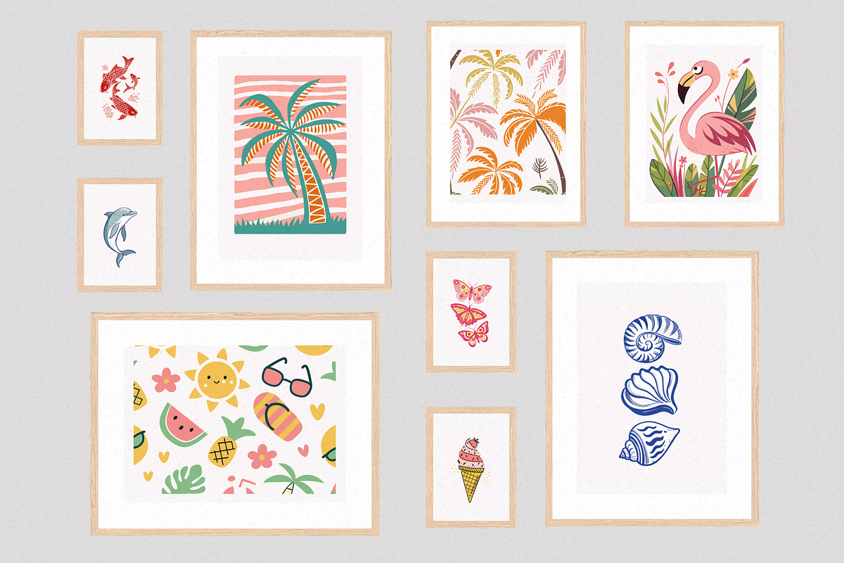 Summer Beach Wall Art Set, a Wallpaper Graphic by Helospace (Photo 3 of 10)