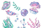 Mermaid Clipart, a Person Illustration by GlamArtZhanna (Thumbnail 3 of 3)