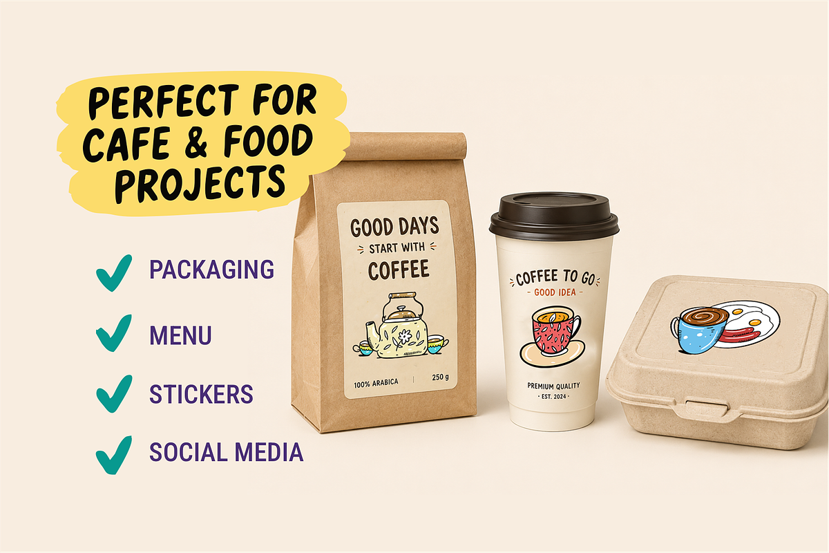 Coffee & Breakfast Doodles, a Food Illustration by Oktyabr (Photo 5 of 6)