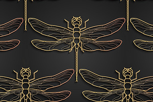 Dragonfly Gold Pattern Vector