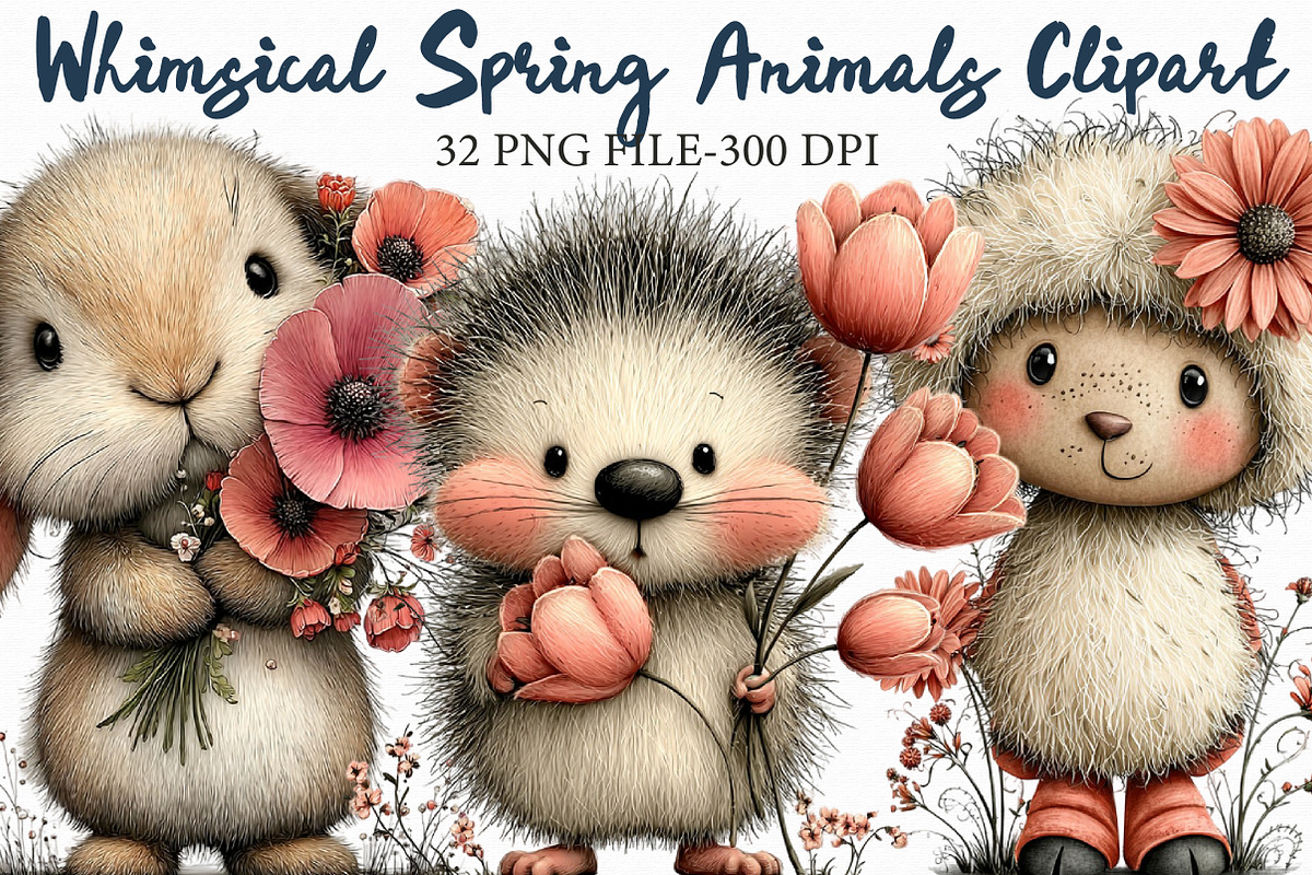 Whimsical Spring Animals Clipart, an Illustration by Libby Wishes (Photo 1 of 5)