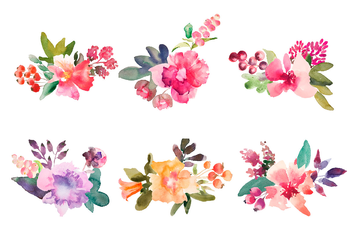 Watercolor flower clip art set 1, an Object Graphic by GraphicRain (Photo 2 of 4)