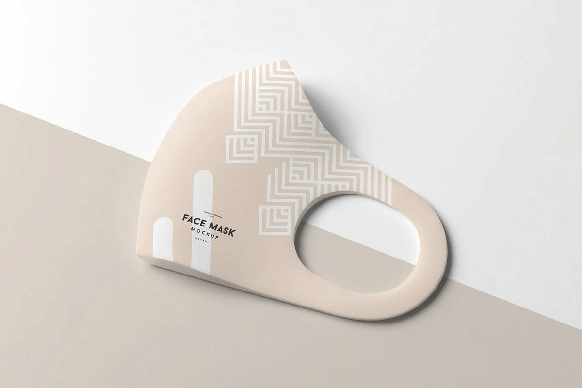 Fabric Face Mask Mockup Template, a Mask Mockup by DesignRushMarket (Photo 3 of 12)