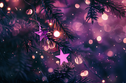 Festive purple Christmas tree with t, a Photo by Iftikhar Alam